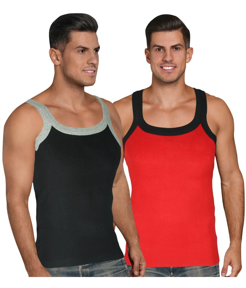     			D1 DIFFERENT ONE Pack of 2 Cotton Gym Vest For Men ( Multicolor )