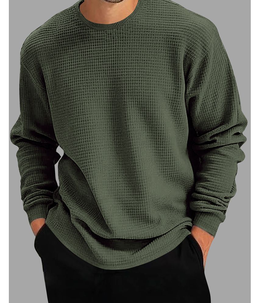     			Eyebogler Cotton Oversized Fit Self Design Full Sleeves Men's Round T-Shirt - Green ( Pack of 1 )