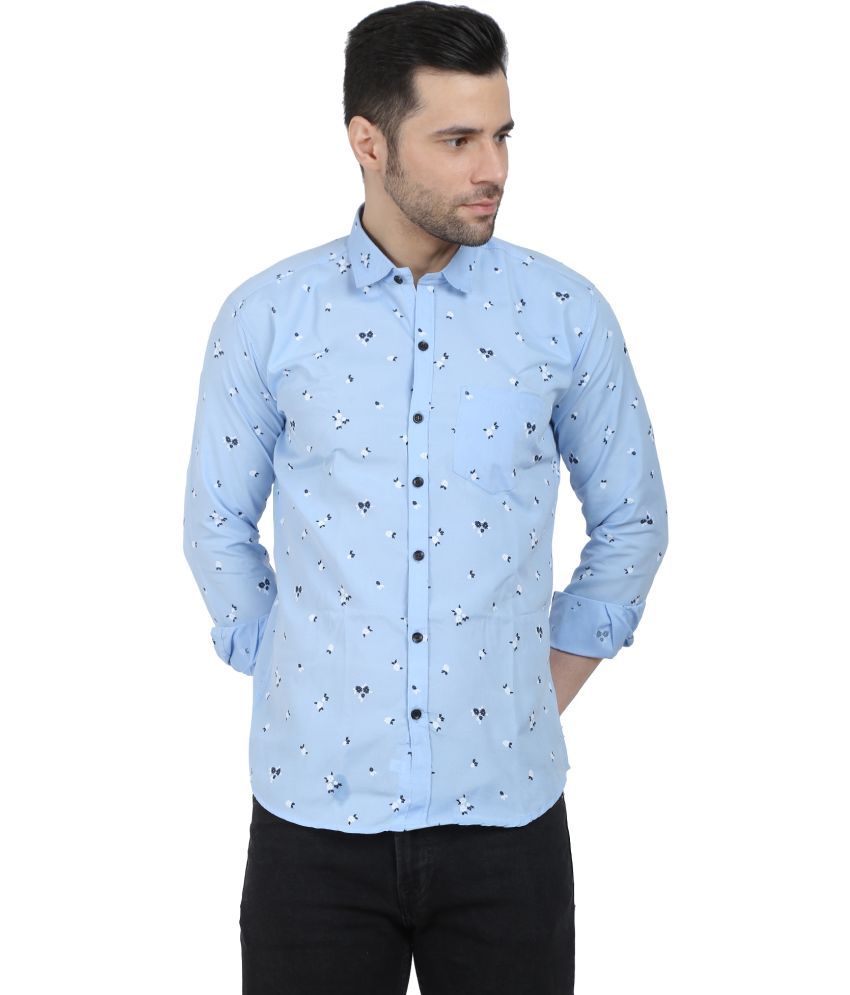     			Fatty Mouse Cotton Blend Regular Fit Printed Full Sleeves Men's Casual Shirt - Light Blue ( Pack of 1 )