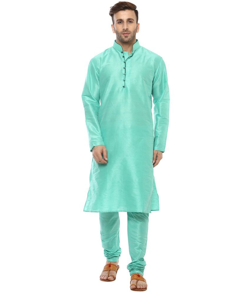     			Hangup Green Silk Regular Fit Men's Kurta Pyjama Set ( Pack of 1 )