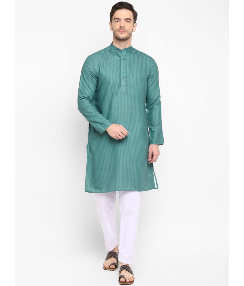     			Hangup Green Silk Regular Fit Men's Kurta Pyjama Set ( Pack of 1 )