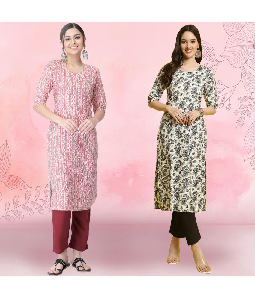     			Ethnicbasket Crepe Printed Kurti With Pants Women's Stitched Salwar Suit - Grey ( Pack of 2 )