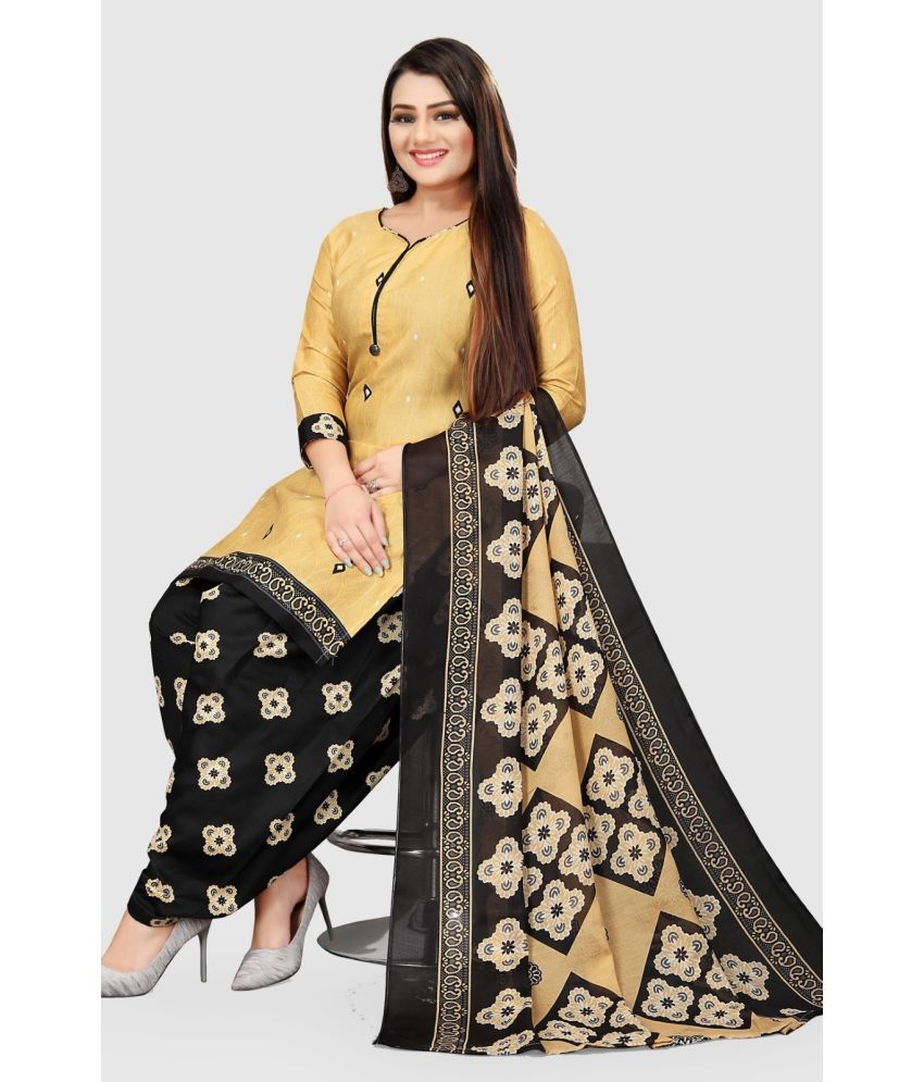     			Rajnandini Unstitched Cotton Blend Printed Dress Material - Beige ( Pack of 1 )