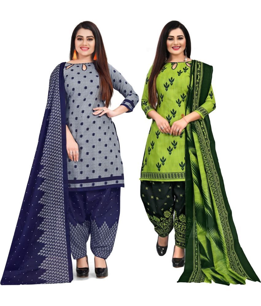     			Rajnandini Unstitched Cotton Blend Printed Dress Material - Multicolor ( Pack of 2 )