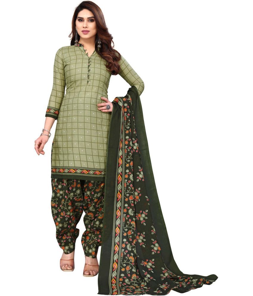     			Rajnandini Unstitched Cotton Blend Printed Dress Material - Green ( Pack of 1 )