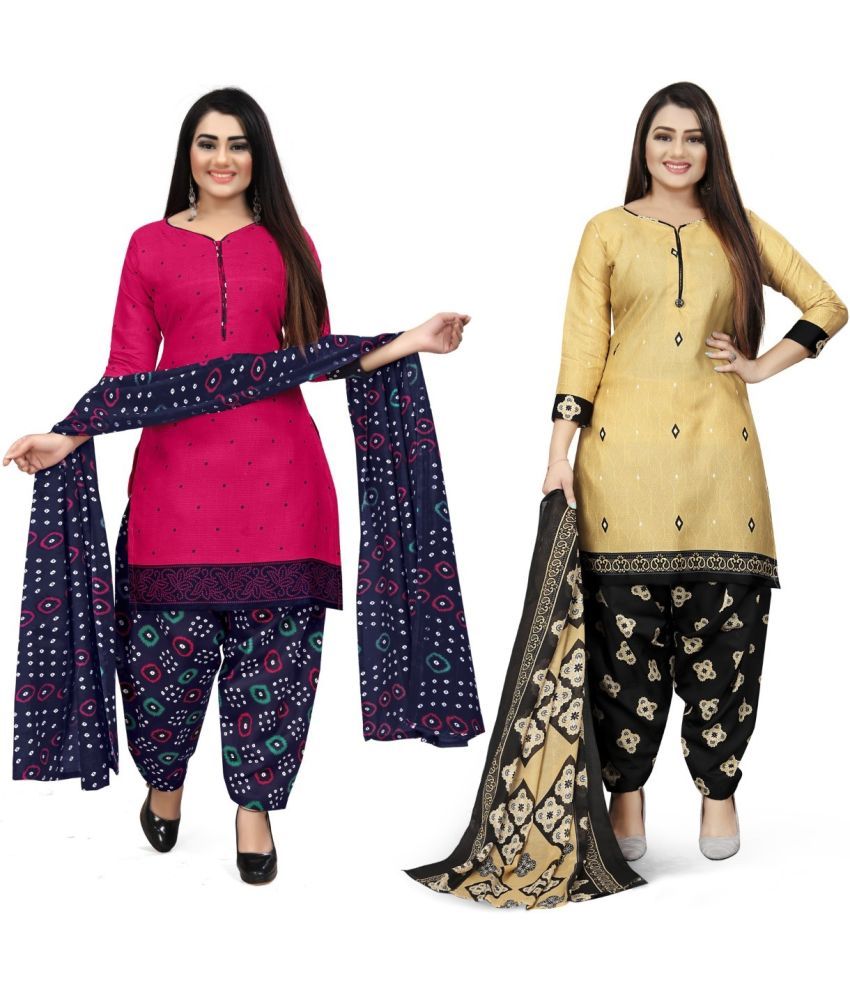     			Rajnandini Unstitched Cotton Blend Printed Dress Material - Multicolor ( Pack of 2 )