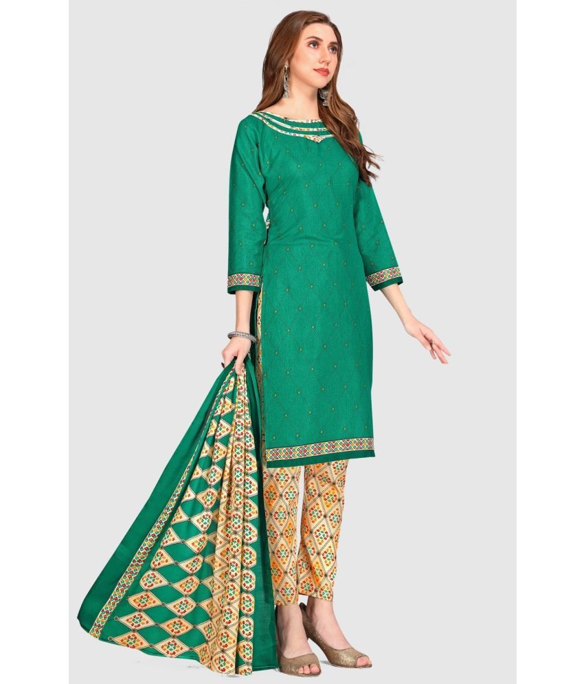     			Rajnandini Unstitched Cotton Blend Printed Dress Material - Green ( Pack of 1 )