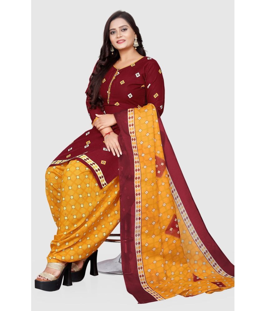     			Rajnandini Unstitched Cotton Blend Printed Dress Material - Maroon ( Pack of 1 )