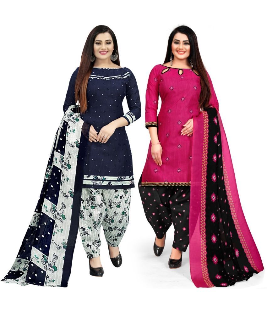     			Rajnandini Unstitched Cotton Blend Printed Dress Material - Multicolor ( Pack of 2 )