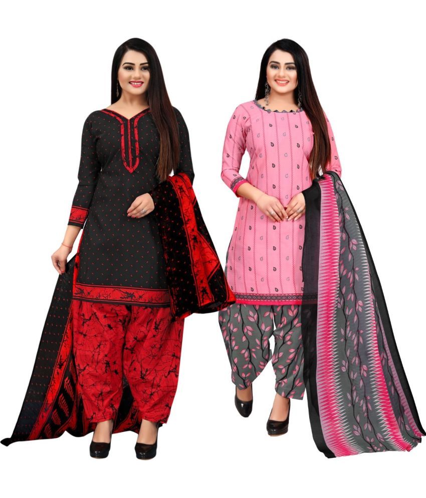     			Rajnandini Unstitched Cotton Blend Printed Dress Material - Multicolor ( Pack of 2 )