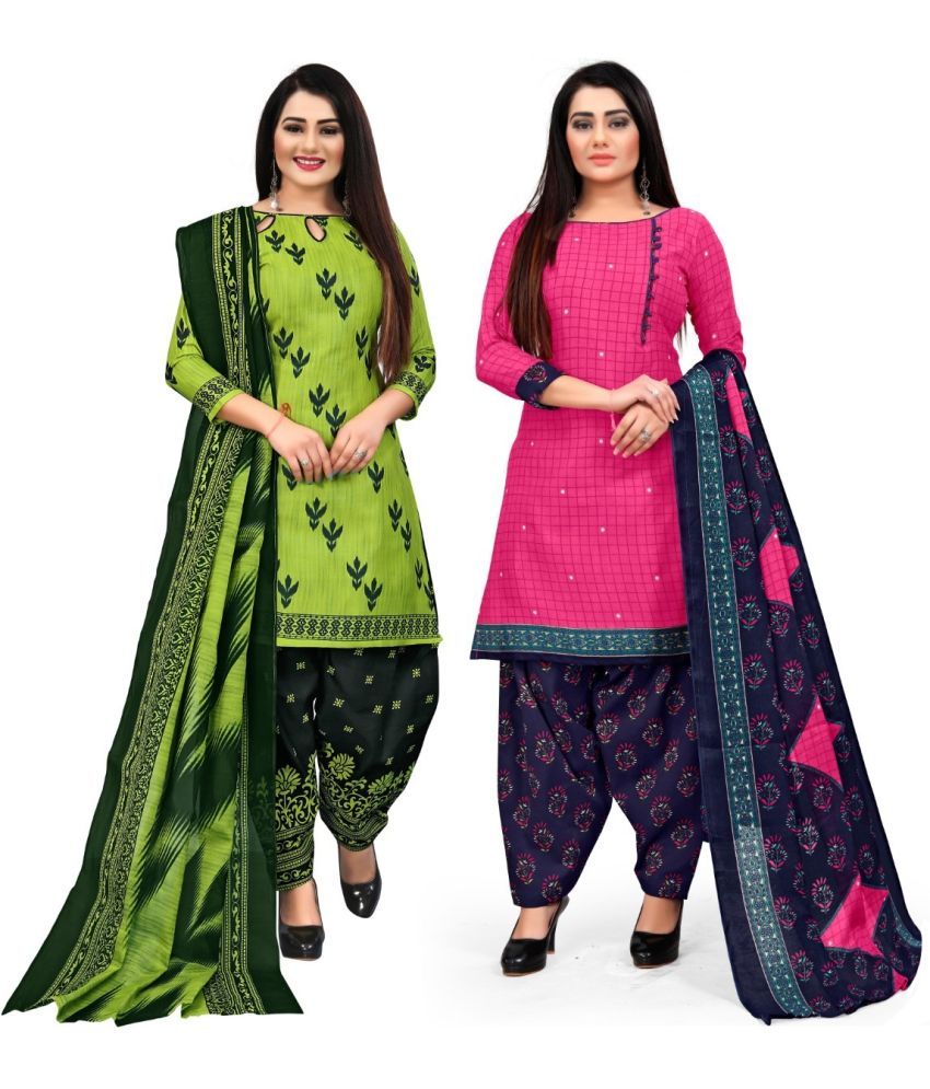     			Rajnandini Unstitched Cotton Blend Printed Dress Material - Multicolor ( Pack of 2 )