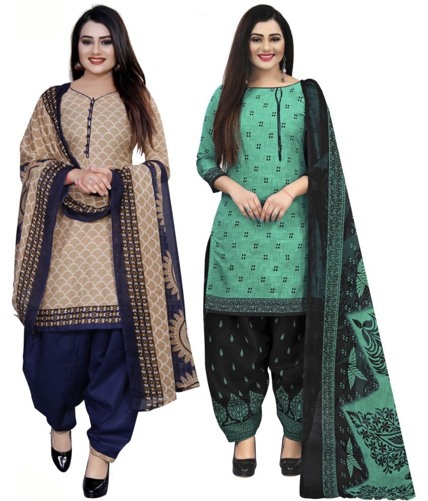     			Rajnandini Unstitched Cotton Blend Printed Dress Material - Multicolor ( Pack of 2 )