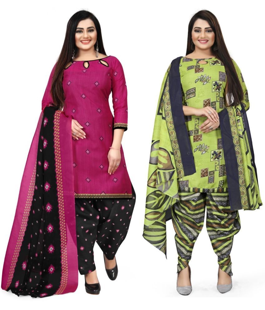     			Rajnandini Unstitched Cotton Blend Printed Dress Material - Multicolor ( Pack of 2 )