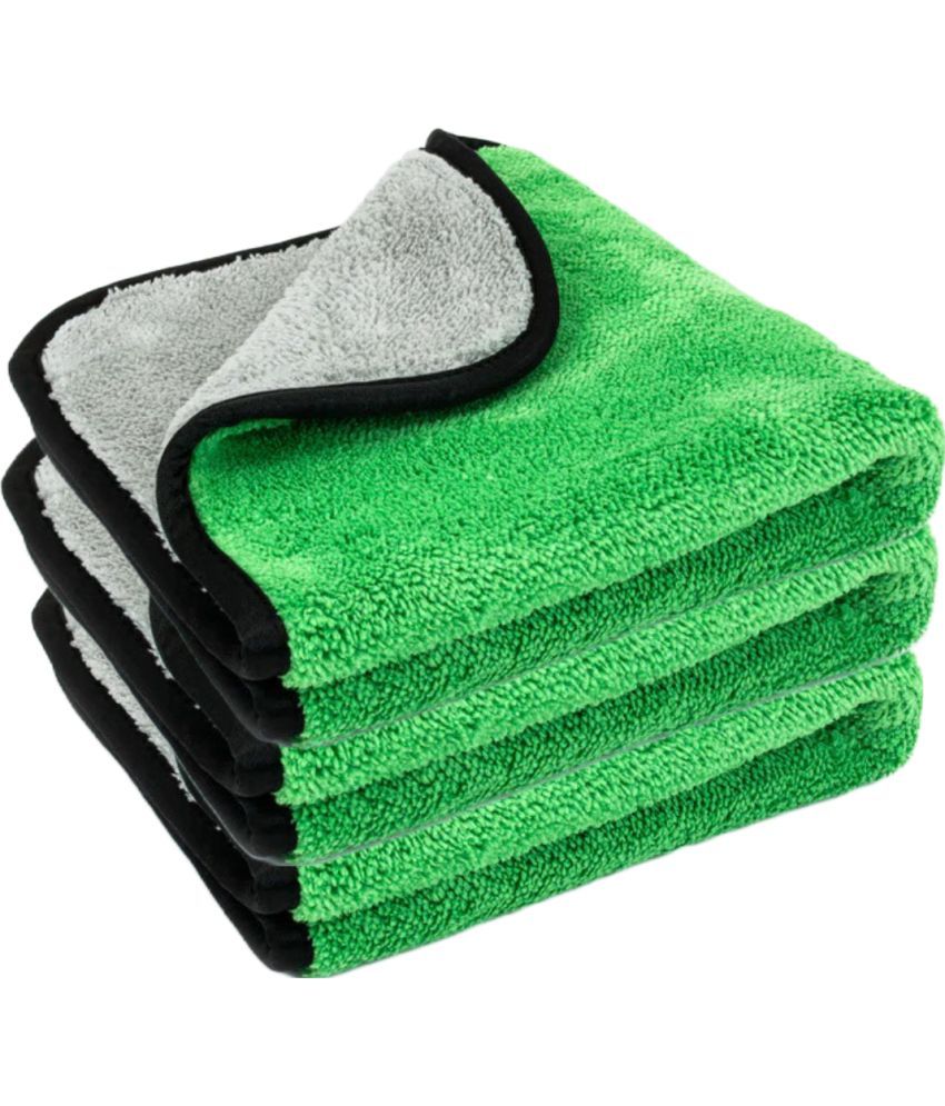     			Caronix Green 600 GSM Microfiber Cloth For Automobile ( Pack of 3 )