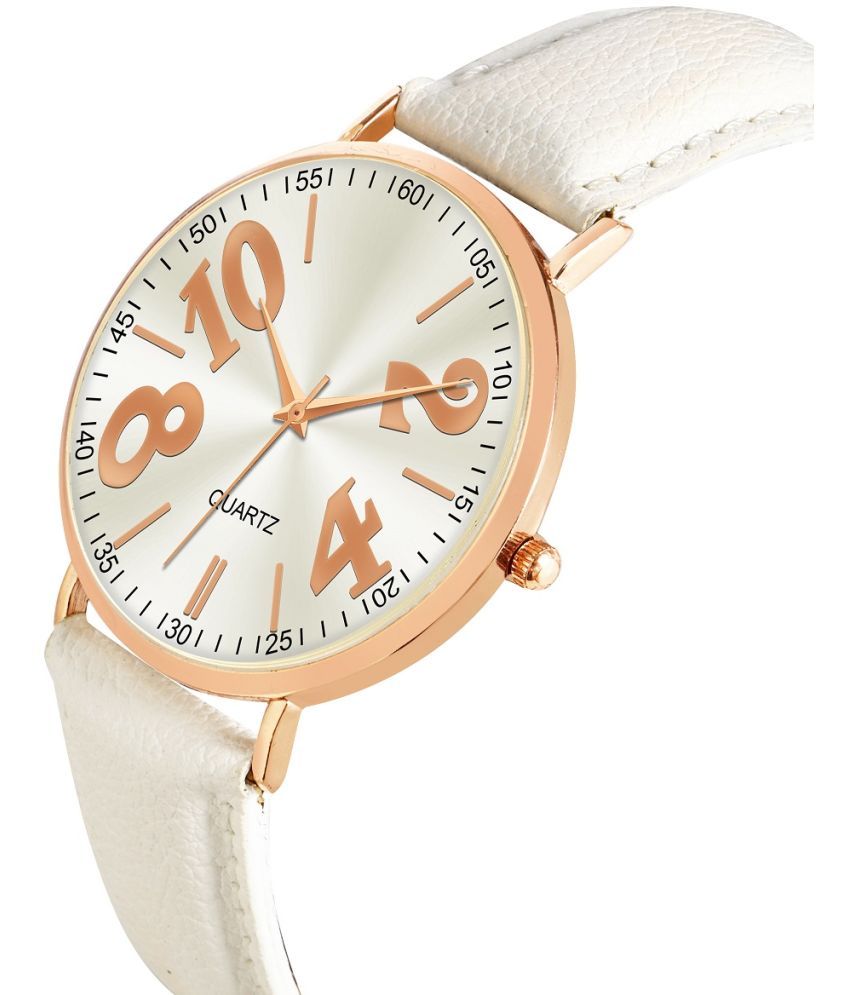     			DECLASSE White Leather Analog Womens Watch