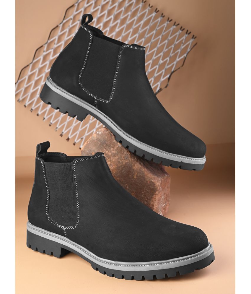     			Fentacia Black Men's Chelsea Boots