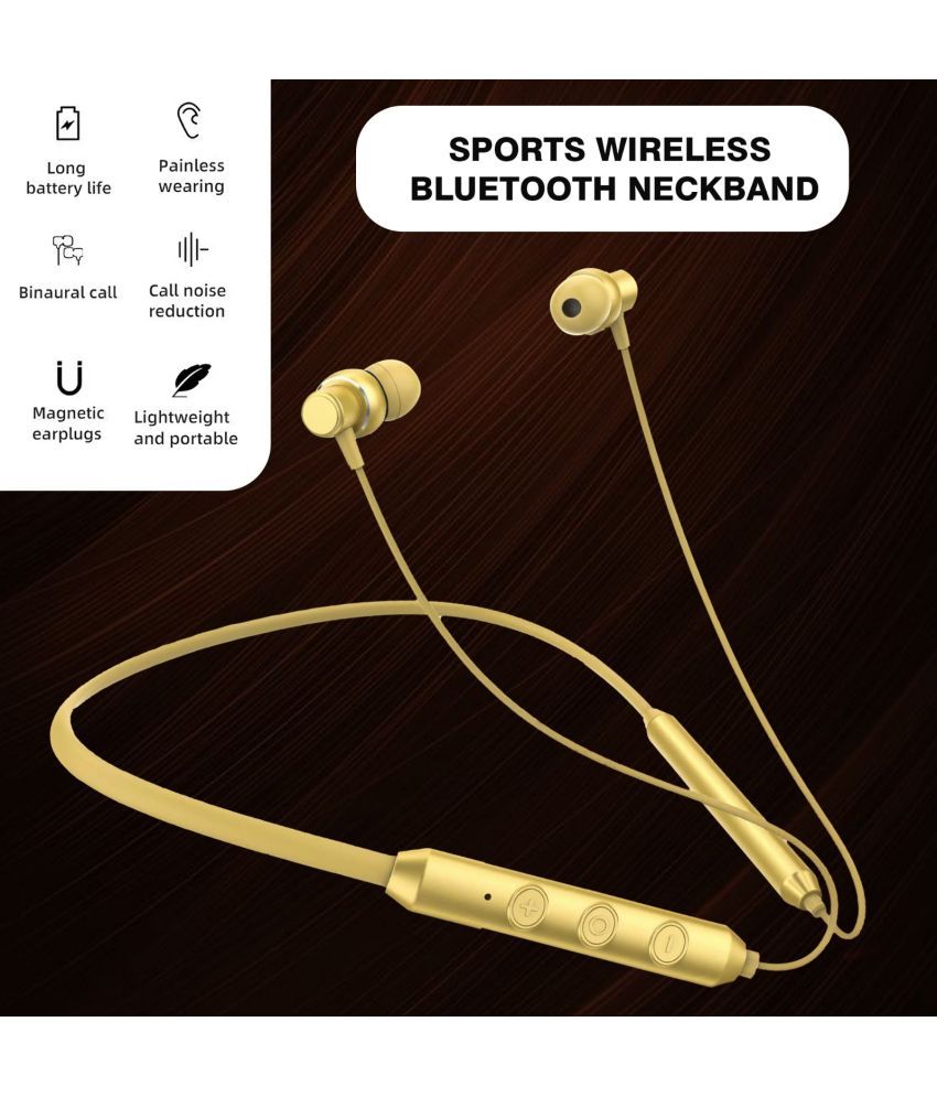     			HUG PUPPY jazz gold In-the-ear Bluetooth Headset with Upto 7h Talktime Deep Bass - Gold