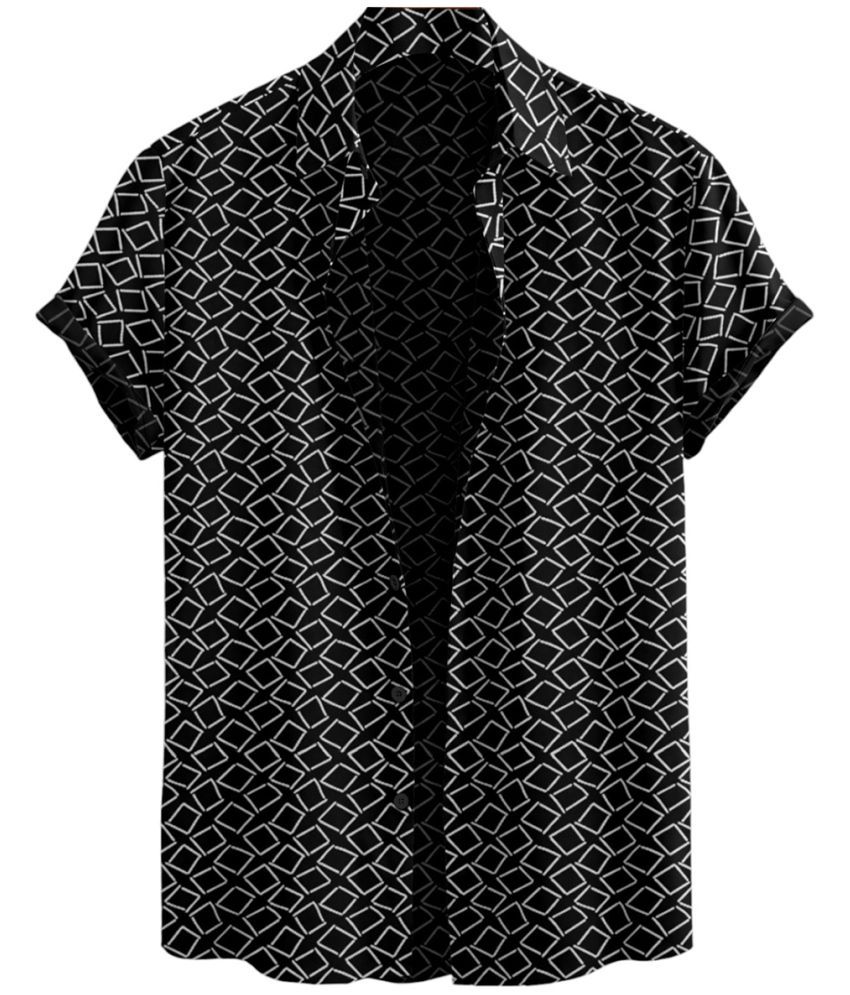     			Le Pery Cotton Blend Regular Fit Printed Half Sleeves Men's Casual Shirt - Black ( Pack of 1 )