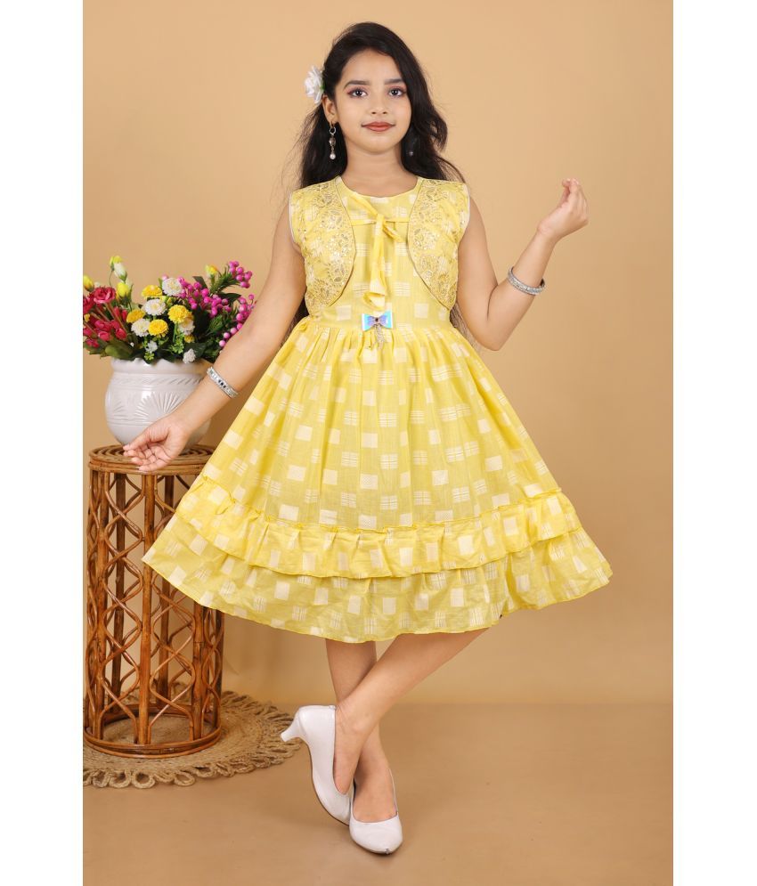     			M.MONGELADRESSES Cotton Frock For Girls ( Pack of 1 , Yellow )