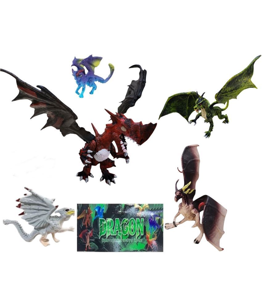     			Mystical Dragon Play Sets-Realistic Vinyl Plastic Animals-Non-Toxic 5 Realistic dragon Figures Play set Best for Classroom Projects, Play time for Kids and Birthday Presents