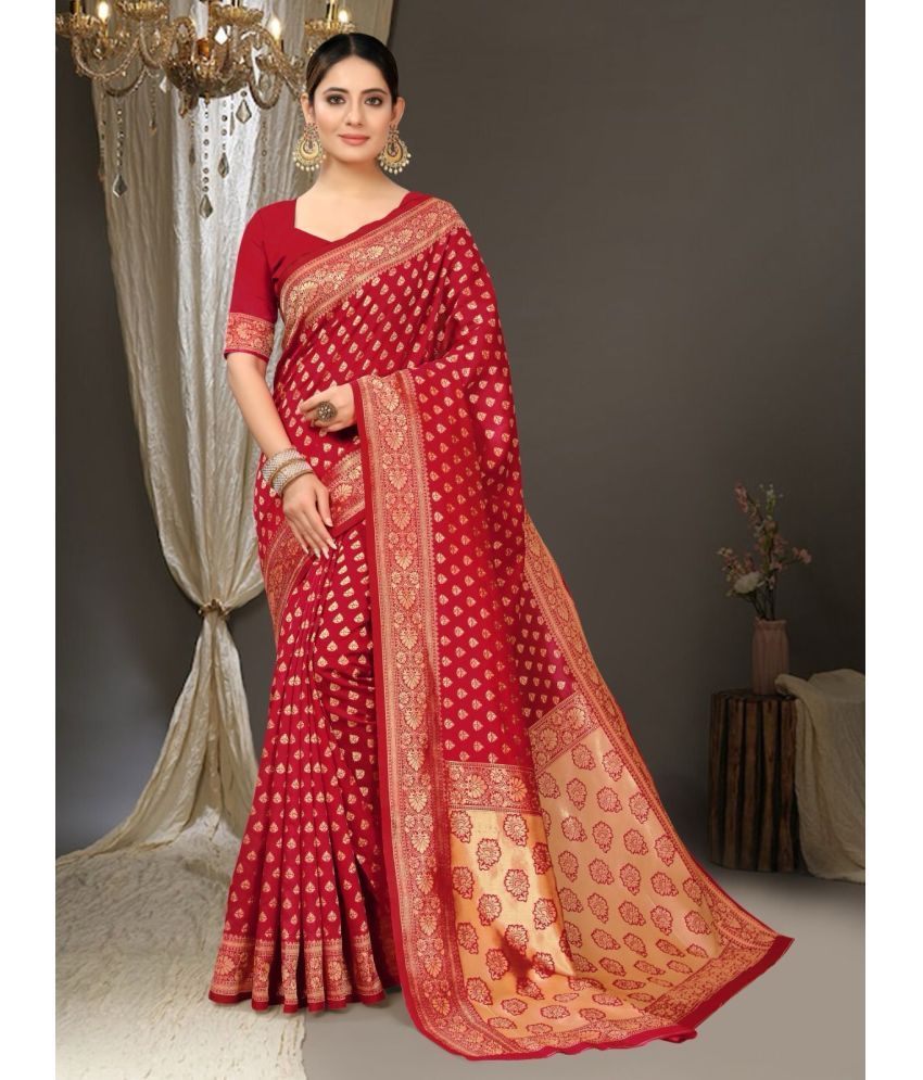     			Pheasant Pack of 1 Jacquard Woven Saree With Blouse Piece ( Maroon )