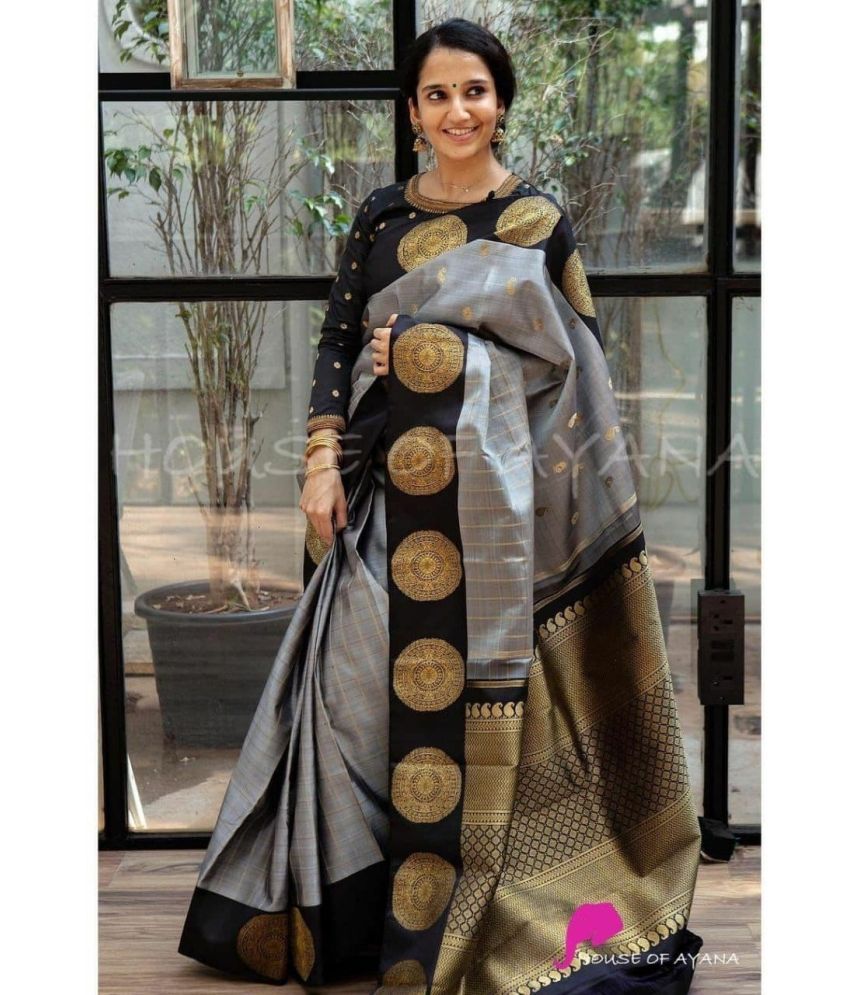     			Pheasant Pack of 1 Jacquard Woven Saree With Blouse Piece ( Grey )