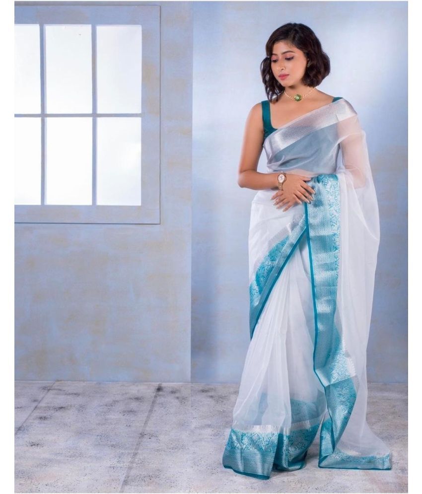     			Pheasant Pack of 1 Jacquard Woven Saree With Blouse Piece ( White )