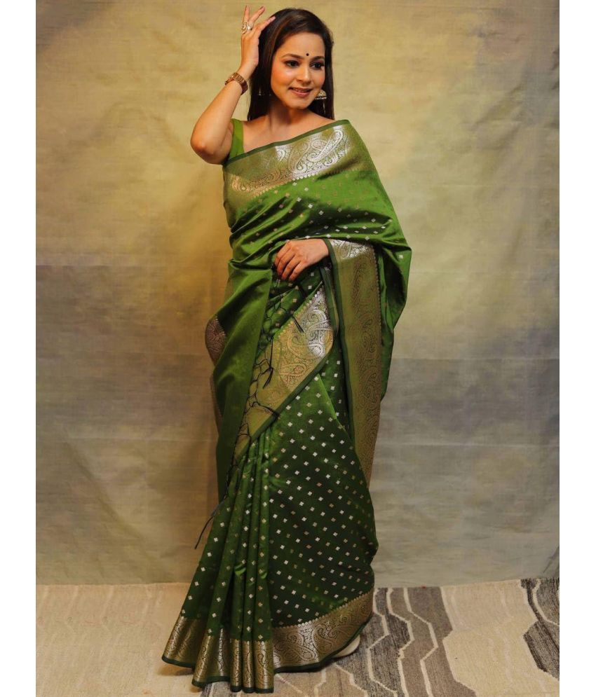     			Pheasant Pack of 1 Jacquard Woven Saree With Blouse Piece ( Green )