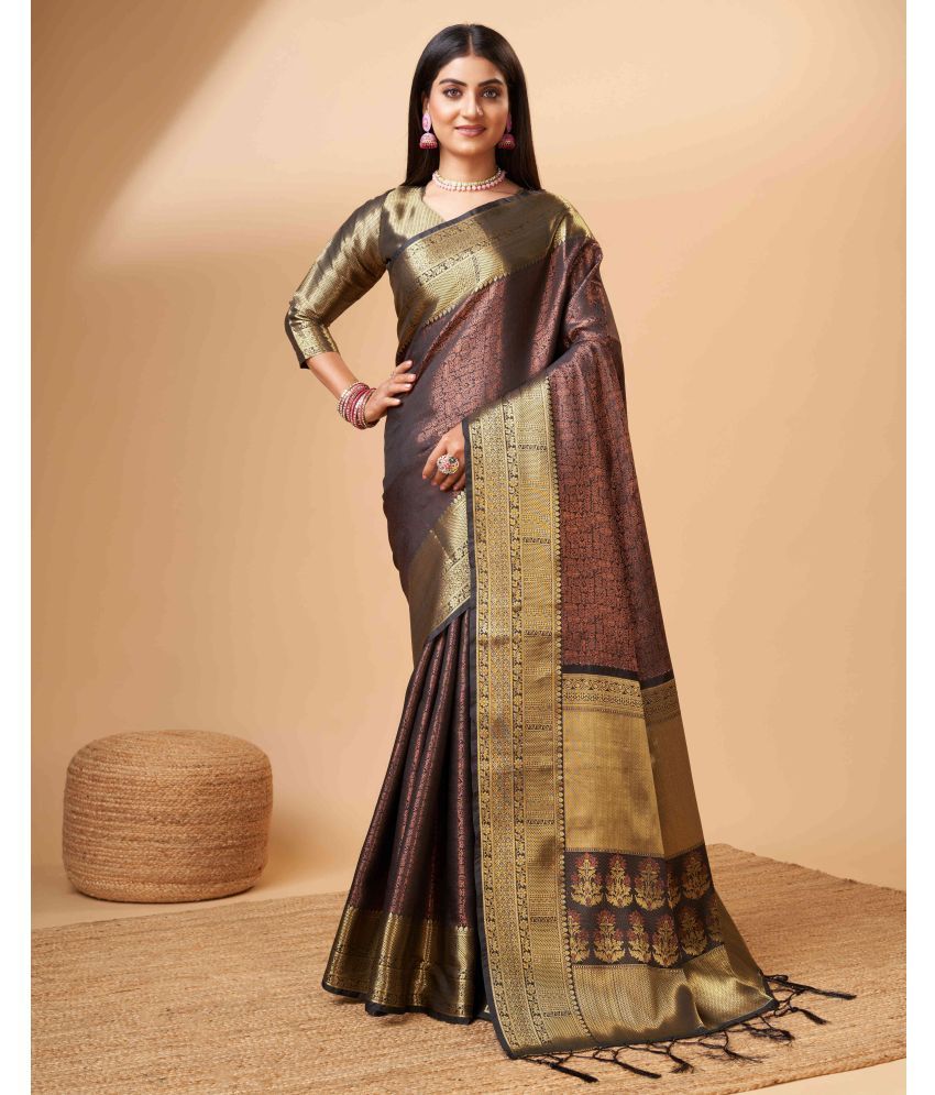     			Pheasant Pack of 1 Silk Woven Saree With Blouse Piece ( Light Green )