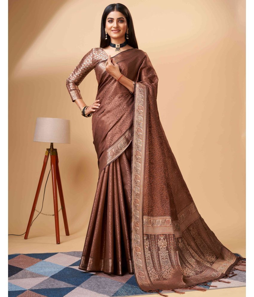     			Pheasant Pack of 1 Silk Woven Saree With Blouse Piece ( Brown )