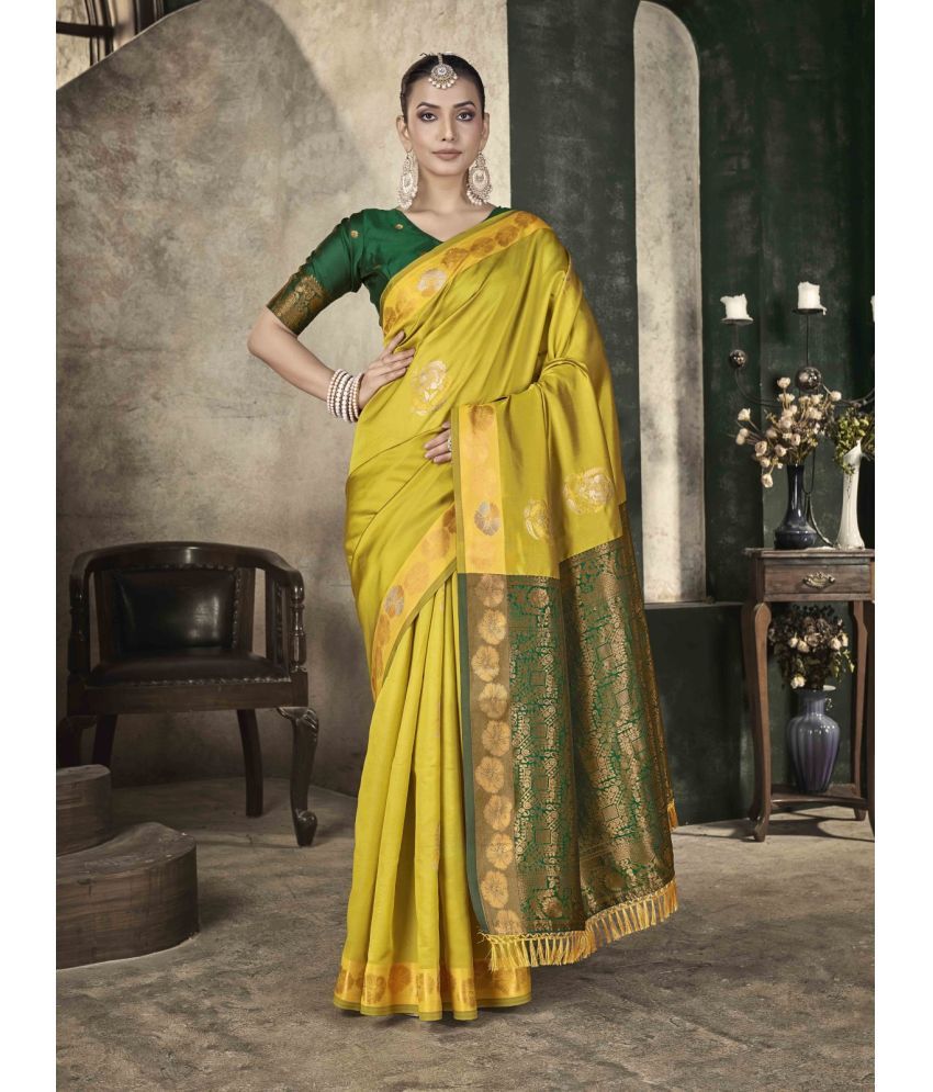     			Pheasant Pack of 1 Silk Woven Saree With Blouse Piece ( Yellow )