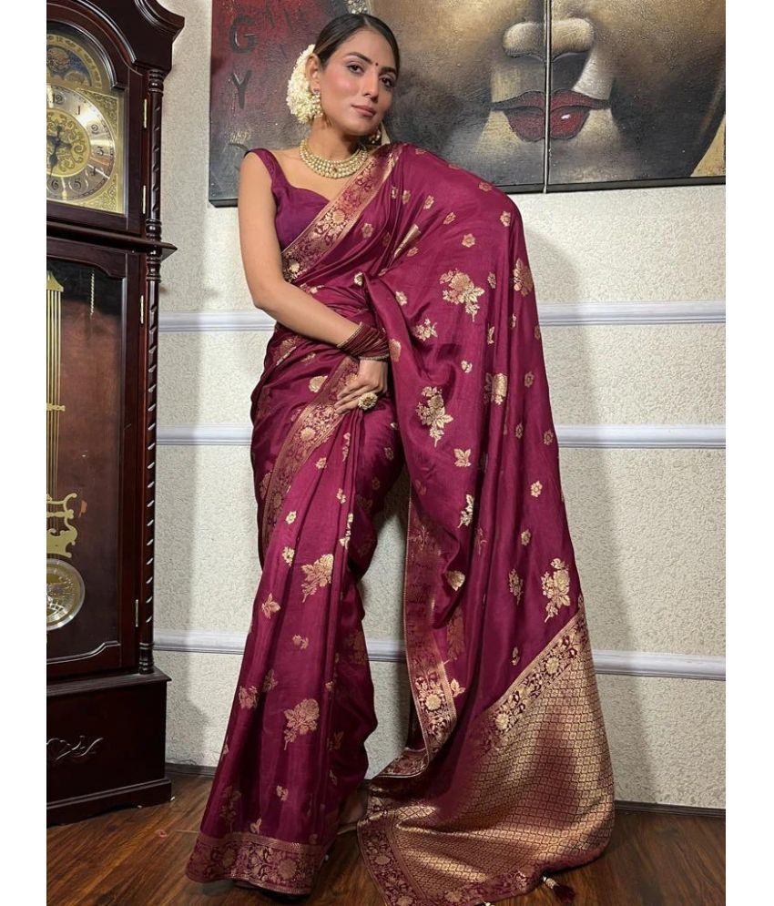     			Pheasant Pack of 1 Silk Woven Saree With Blouse Piece ( Purple )