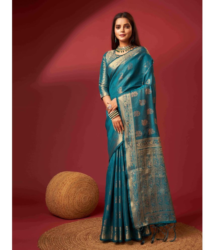     			Pheasant Pack of 1 Silk Woven Saree With Blouse Piece ( Light Blue )