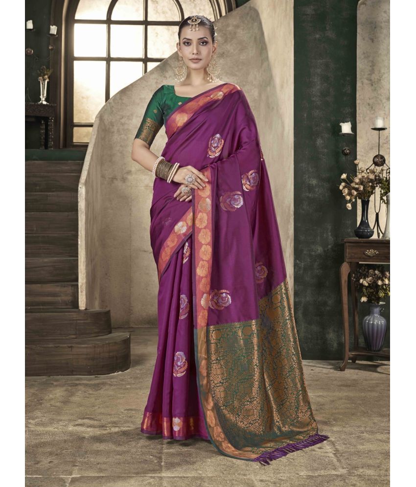     			Pheasant Pack of 1 Silk Woven Saree With Blouse Piece ( Purple )