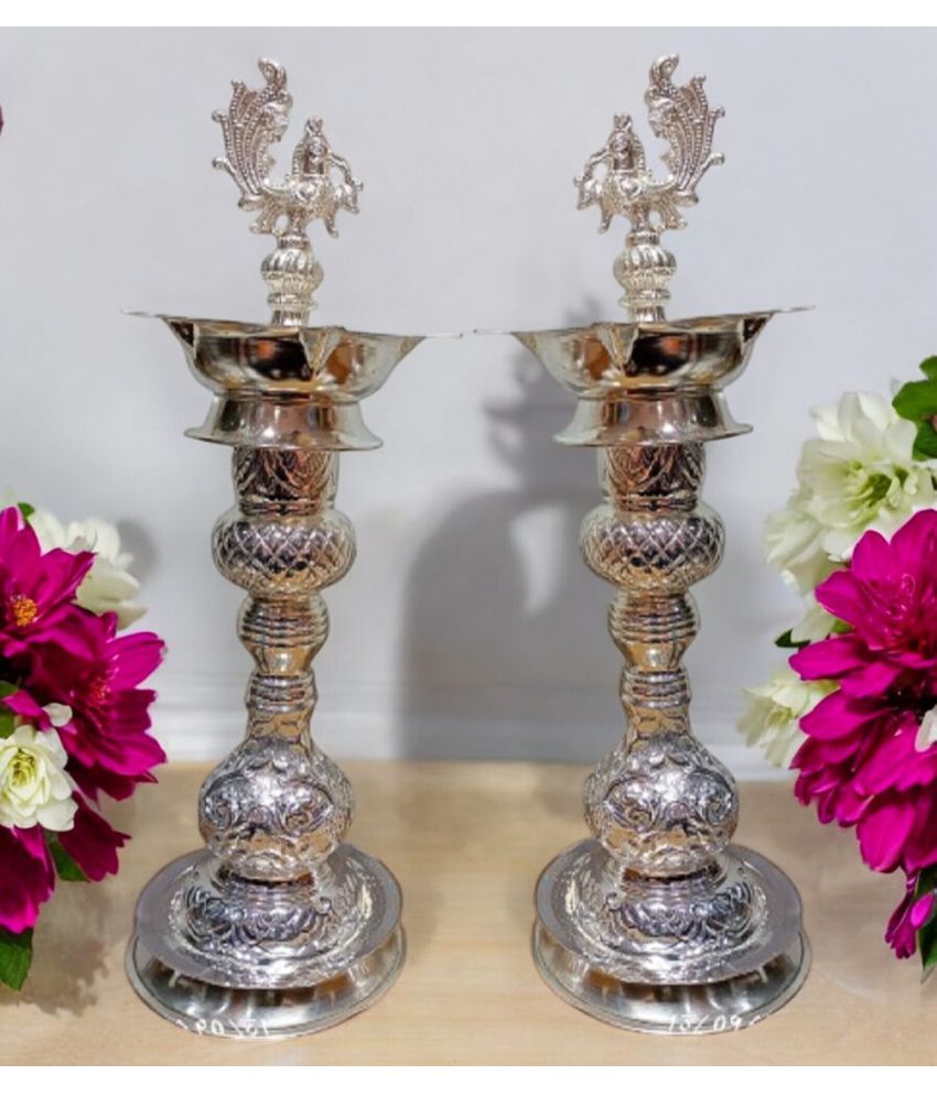     			Sigaram 17 Inch Diya Made By Pure German Silver For Home Pooja Decore K4490