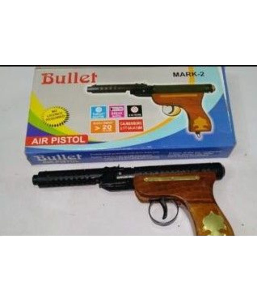     			SunTap Bullet-Mark2-Black-Wooden-Handle   -  Air Pistol Metal Gun / Bandook With Free 100 Pellets / Bullets