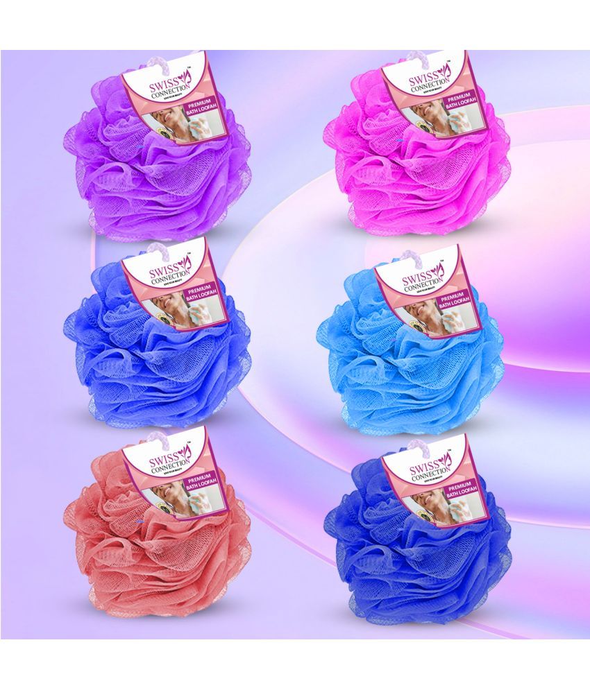     			Swiss Connection Bath Loofah Assorted Pack of 6