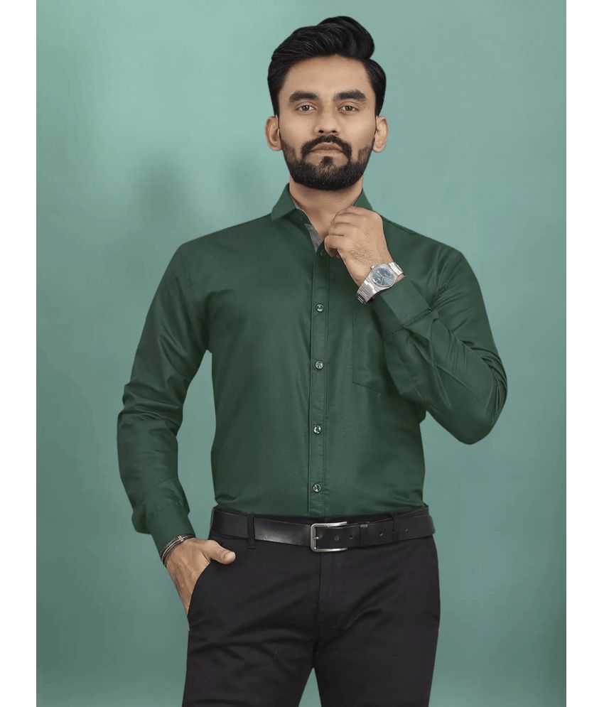     			VERTUSY Cotton Blend Regular Fit Solids Full Sleeves Men's Casual Shirt - Green ( Pack of 1 )