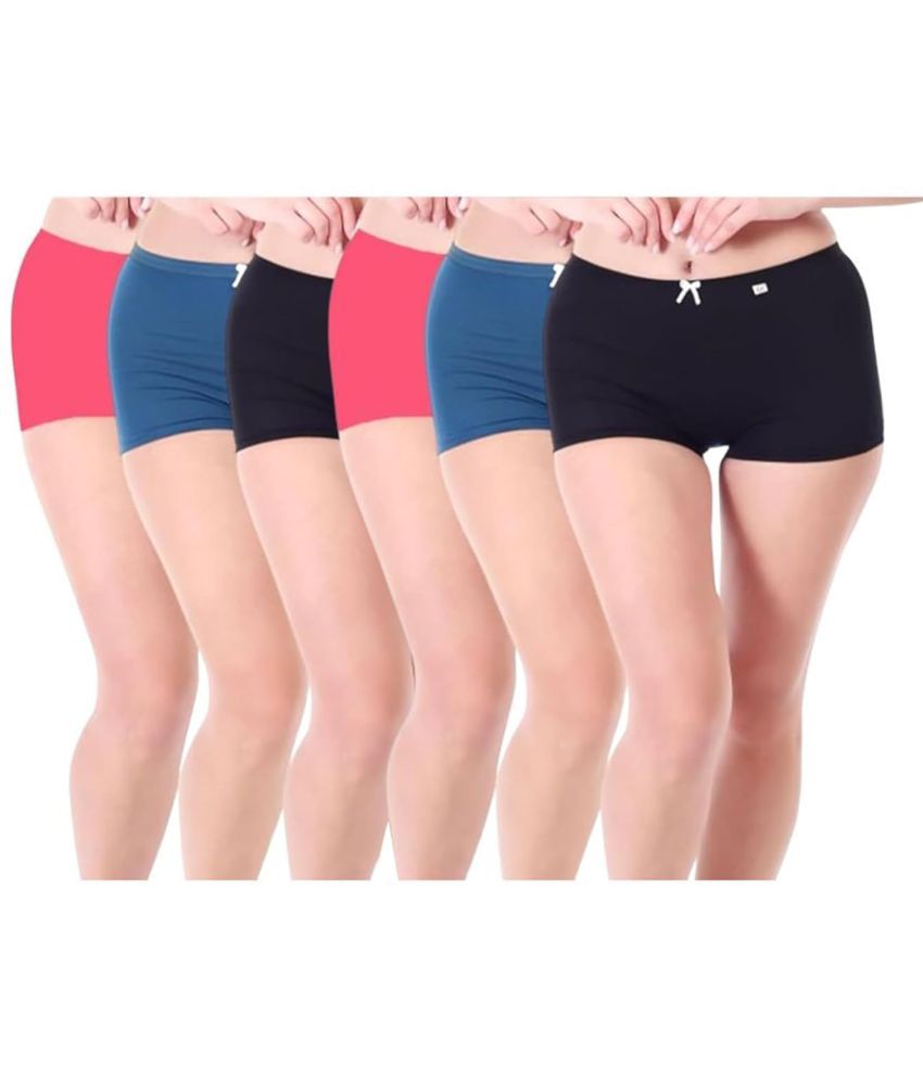     			XJARVIS Pack of 6 Poly Cotton Boy Shorts For Women ( Multicolor1 )