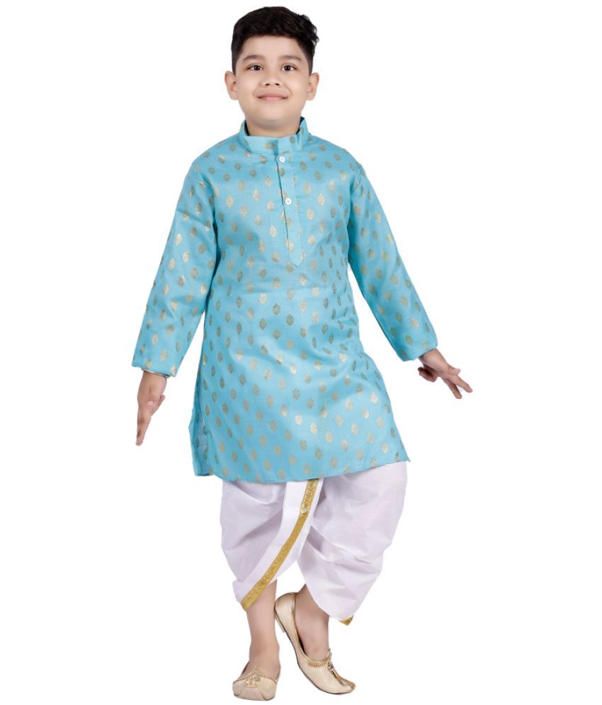     			s muktar garments Baby Boys Cotton Ethnic - Pattern Dhoti Kurta Set ( Sky Blue , Pack of 1 )