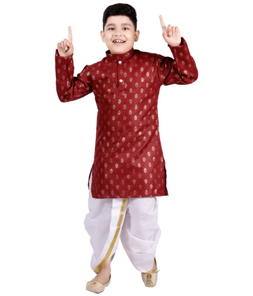     			s muktar garments Baby Boys Cotton Ethnic - Pattern Dhoti Kurta Set ( Maroon , Pack of 1 )