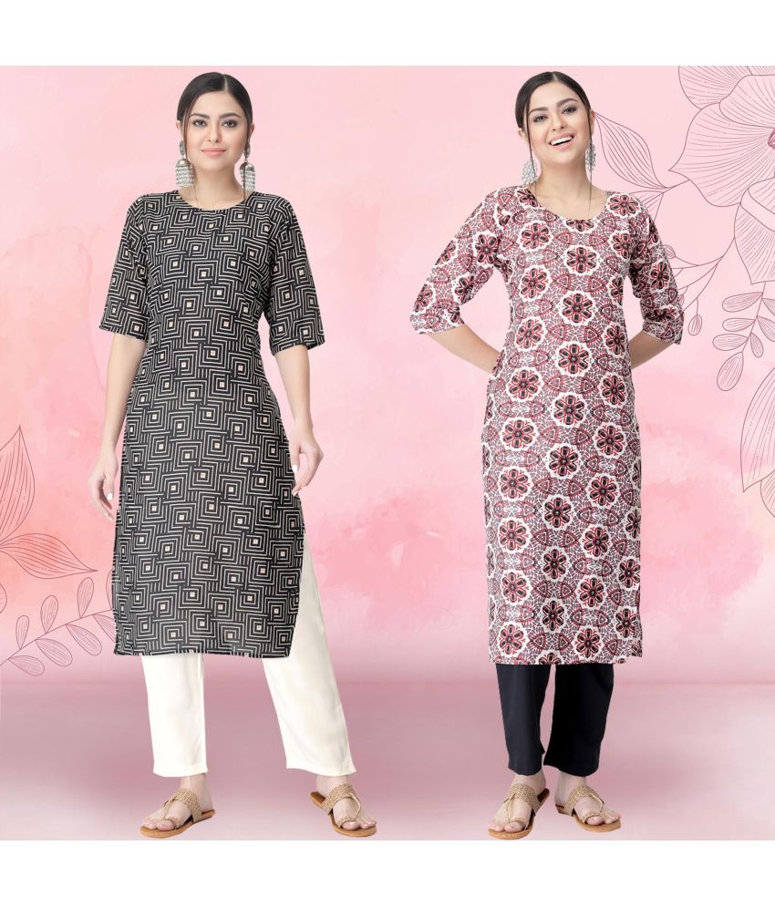     			1 Stop Fashion Crepe Printed Kurti With Pants Women's Stitched Salwar Suit - Pink ( Pack of 2 )