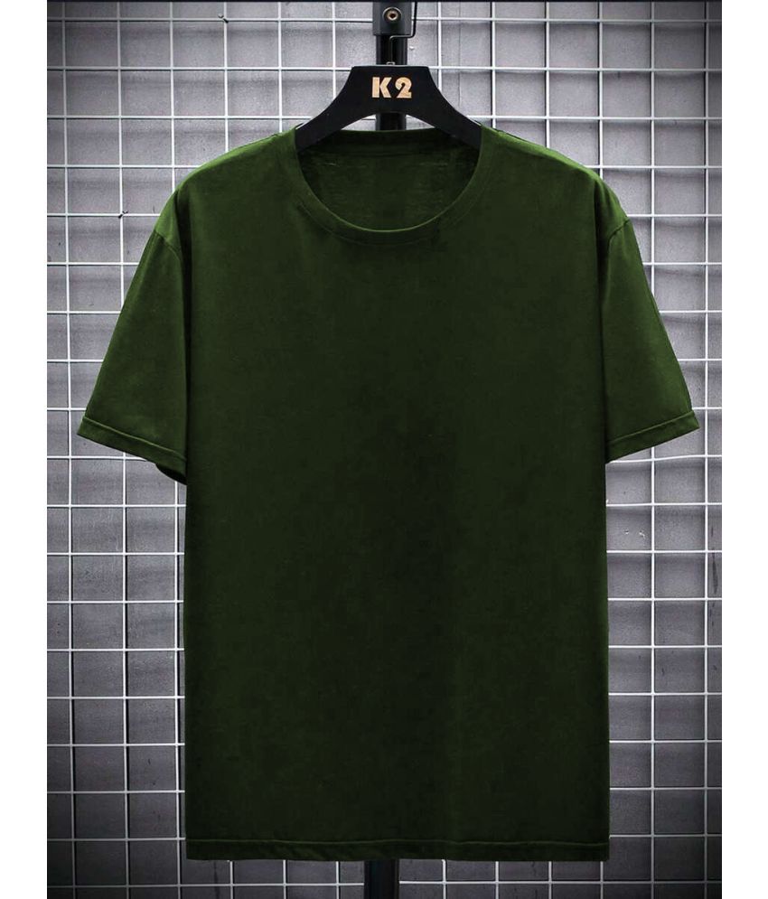     			Calm Down Cotton Blend Oversized Fit Solid 3/4th Sleeves Men's Round T-Shirt - Green ( Pack of 1 )