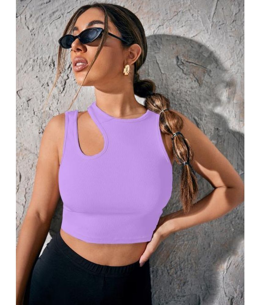     			Calm Down Purple Crepe Women's Crop Top ( Pack of 1 )