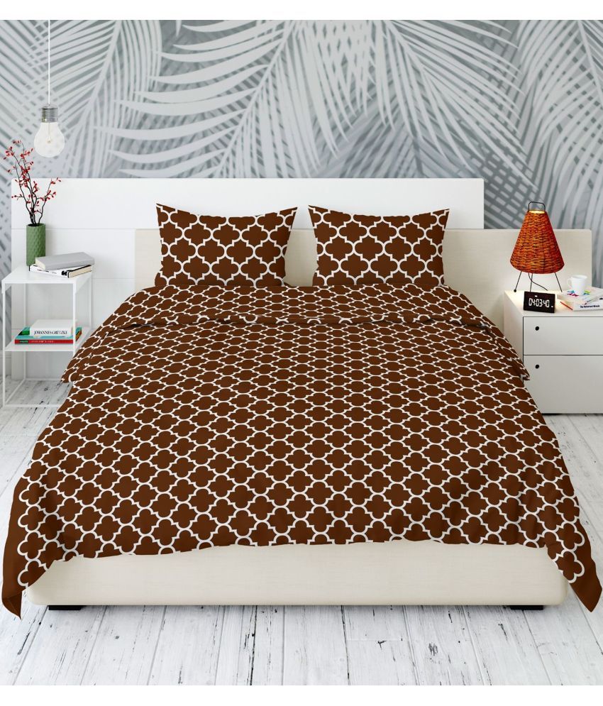     			Majestic Cotton 1 Double Bedsheet with 2 Pillow Covers ( Brown )