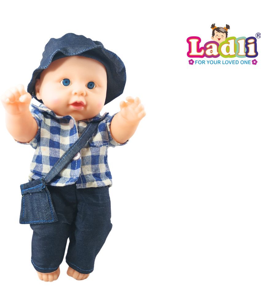     			Real Looking Soft Doll for Kids Toy for Kids in Blue Dress Rotatable Arms & Legs