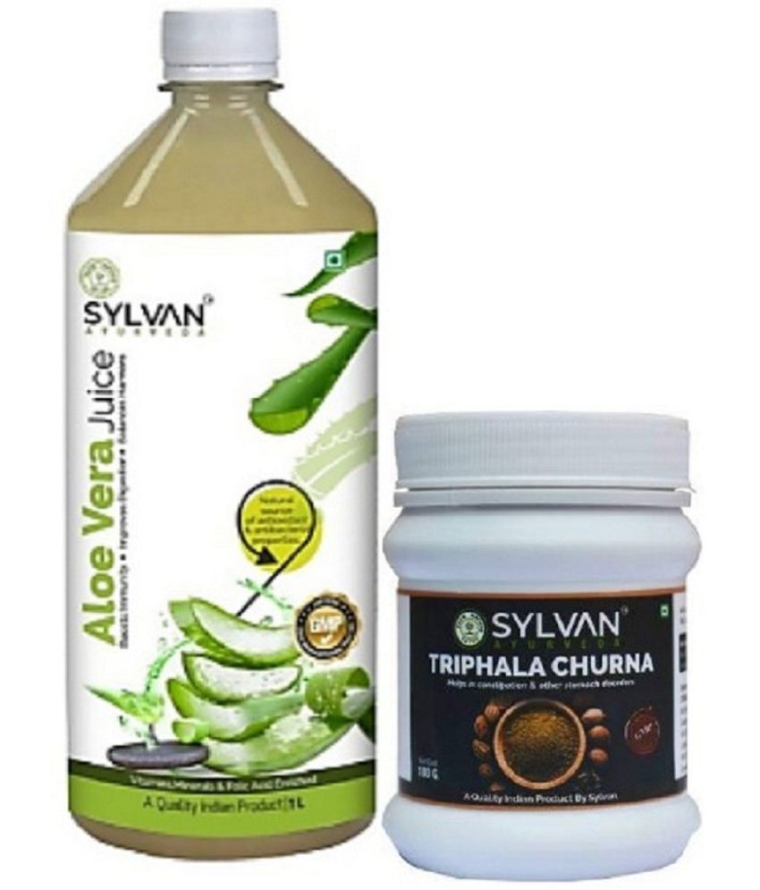     			SYLVAN AYURVEDA ALOE VERA JUICE 1L WITH TRIPHALA 100GMS CHURNA POWDER PACK (2 x 550 ml)