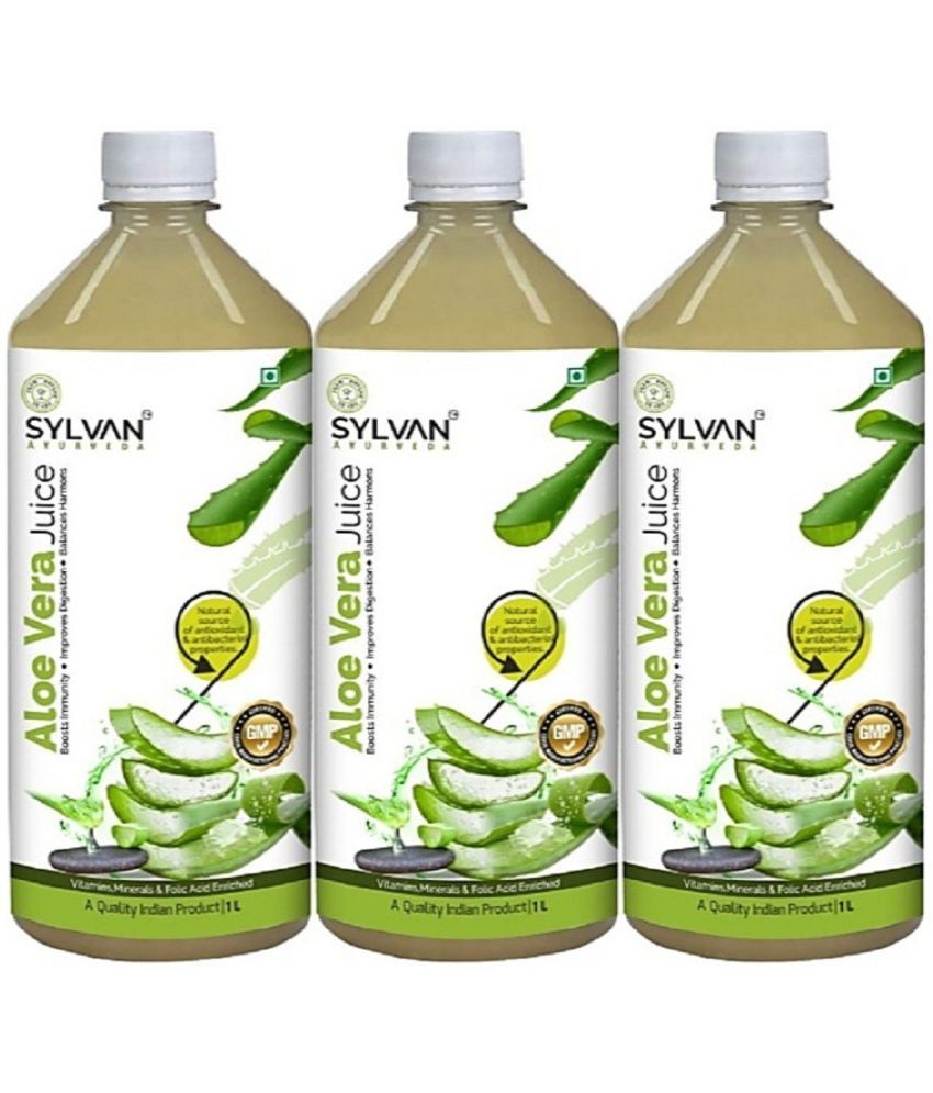     			SYLVAN AYURVEDA ALOE VERA JUICE FOR IMMUNITY BOOSTING, IMPROVE DIGESTION AND FOR BALANCES HARMONS | SET OF 3 ( 3L PACK) (3 x 1000 ml)