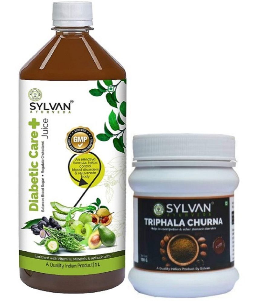     			SYLVAN AYURVEDA DIABETIC CARE+ JUICE 1L WITH TRIPHALA CHRUNA 100 GRAMS FOR STOMACH HEALTH (2 x 500 ml)