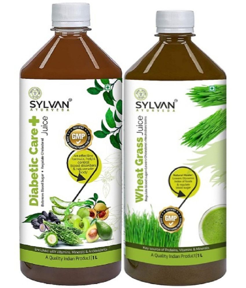     			SYLVAN AYURVEDA DIABETIC CARE JUICE 1L & WHEATGRASS JUICE 1L | COMBO PACK (2 x 990 ml)